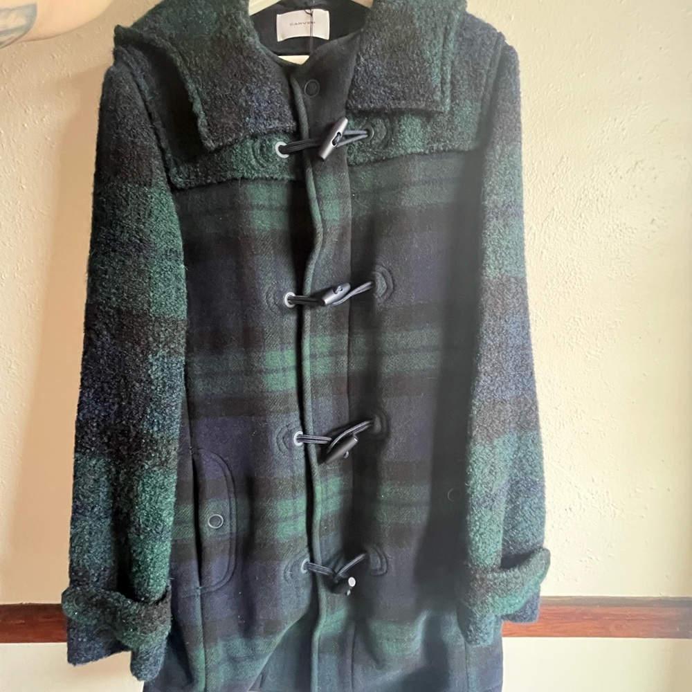Carven Black Watch Tartan Duffle Coat